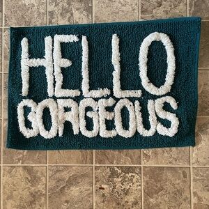 George Teal and White 'Hello Gorgeous' Door Mat